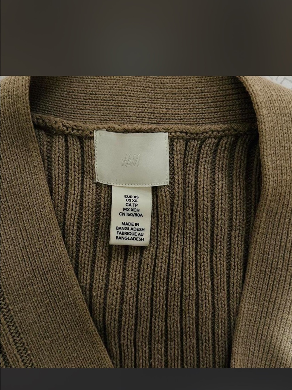 H&M Women’s Ribbed Cardigan in Taupe Brown